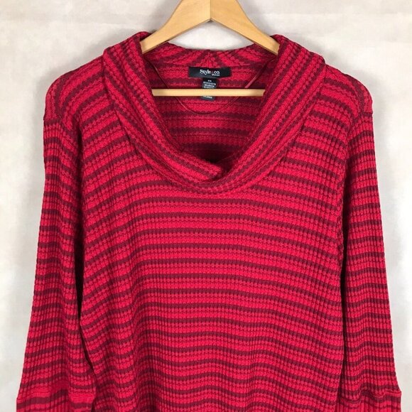 STYLE & CO. Plus Size Cowl Neck Red Thermal Top NWT 3X - Picture 2 of 10